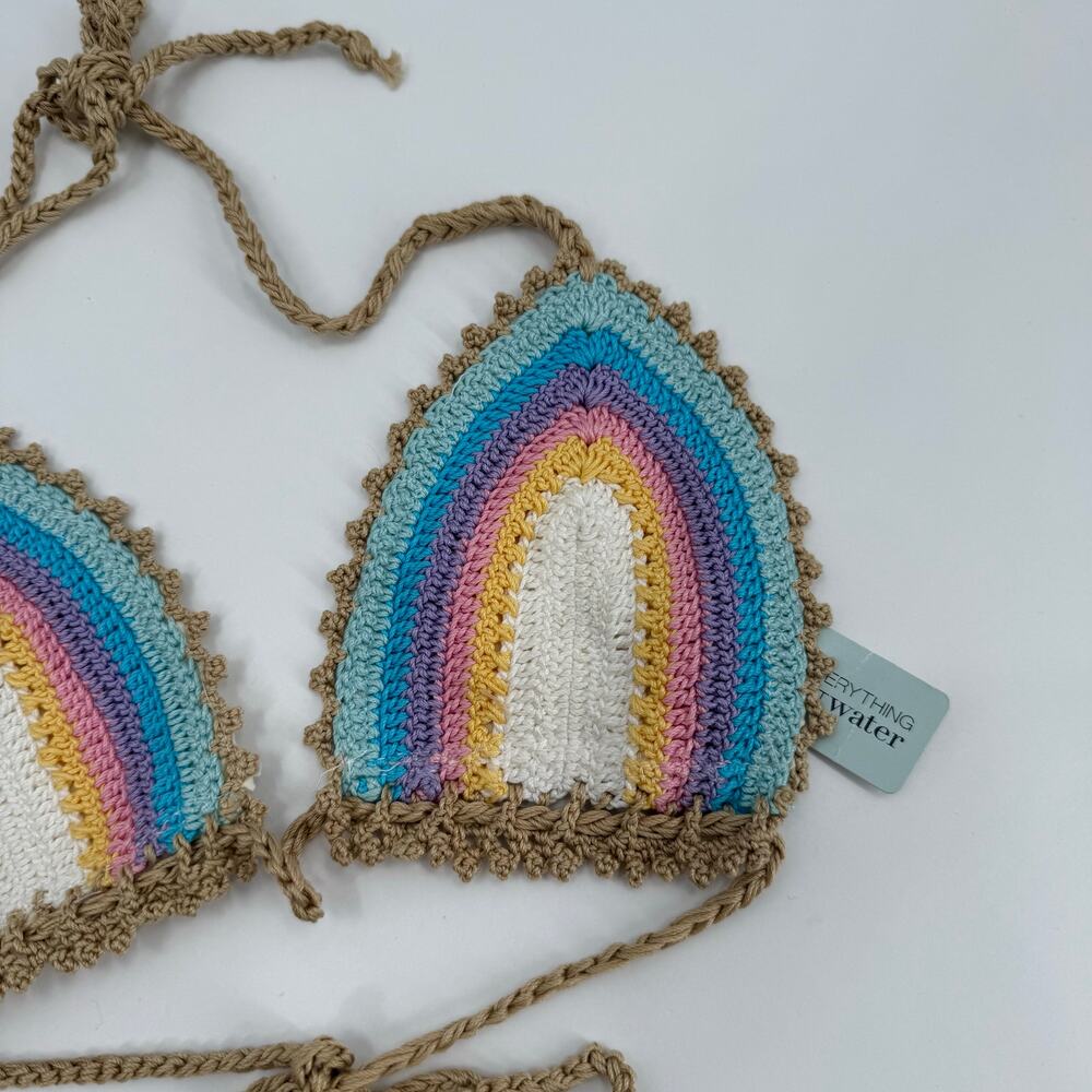 PILYQ PQ SWIM Bikini Top Size Small NWT Romance Crochet Triangle Halter Rainbow - Picture 16 of 16
